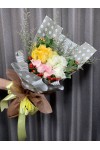 ရောင်စုံ နှင်းဆီပန်း ပန်းစည်း အရံပန်းအပါ Mixed and Match Fresh Flower Bouquet approx 20 roses with some seasonal green leaves FFB157