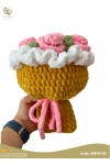 ချည်ထိုး နှင်းဆီပန်း ပန်းစည်း ဖက်လိုရတဲ့ဆိုဒ်အလုံးလေး Handmade Crochet Flowers Bouquet Huggable Size HMFB100a