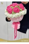 ချည်ထိုး နှင်းဆီပန်း ပန်းစည်း ဖက်လိုရတဲ့ဆိုဒ်အလုံးလေး Handmade Crochet Flowers Bouquet Huggable Size HMFB100a