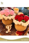 ချည်ထိုး နှင်းဆီပန်း ပန်းစည်း ဖက်လိုရတဲ့ဆိုဒ်အလုံးလေး Handmade Crochet Flowers Bouquet Huggable Size HMFB100a