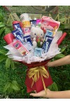မုန့်ပန်းစည်း အရုပ်အပါ Assorted Snack Bouquet with Toy Soft Stuffed Toy SNTFB100