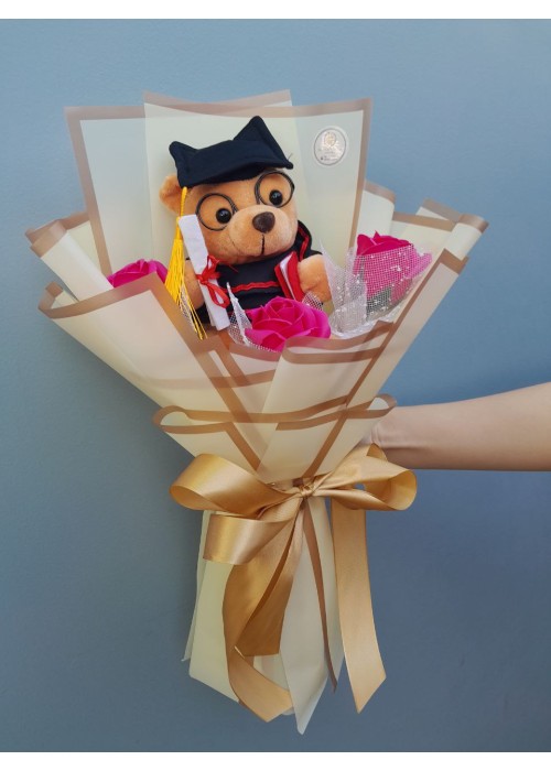 အရုပ်ပန်းစည်း ရေမွှေးနှင်းဆီ အပါ Toy Bouquet with 3 Artificial Rose Flowers TYFB107