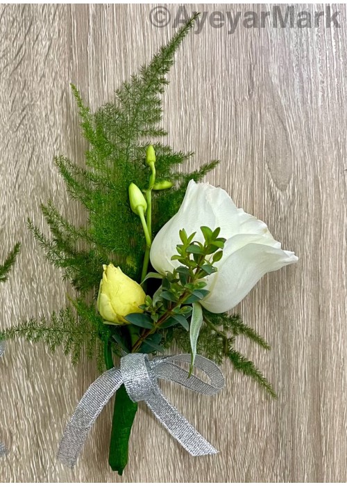 သတိုးသမီး ရင်ကပ်ပန်း Fresh Flower Bridal Boutonniere Single Rose WFB101