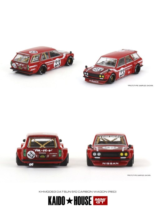 MINIGT + KAIDO HOUSE Datsun 510 Wagon CARBON FIBER V2 KHMG063 Red (1:64)