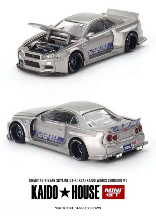 KAIDOHOUSE x MINI GT Nissan Skyline GT-R (R34) Kaido Works SHINJUKU V1