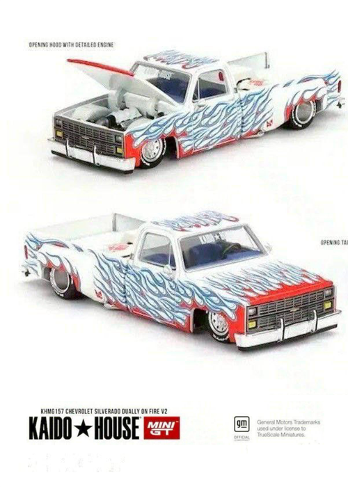 KAIDOHOUSE x MINI GT Chevrolet Silverado Dually on Fire V2