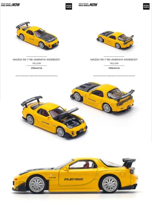 Pop Race Mazda RX-7 (FD3S) RE-AMEMIYA Widebody Yellow